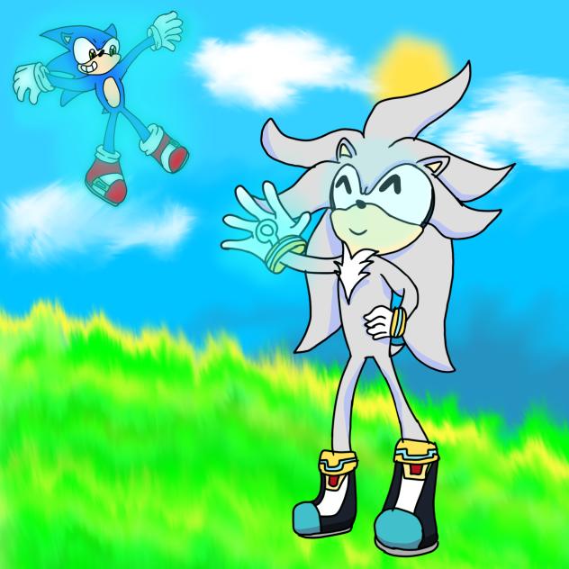 Sonic and silver touch real grass