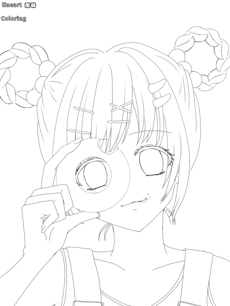 お先にひと口いただきました！(線画・lineart)