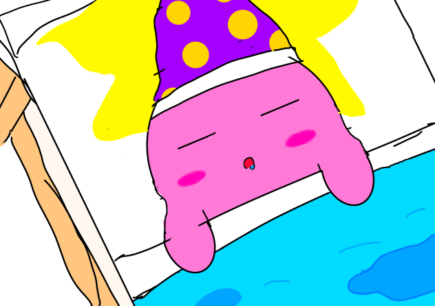 ベットで寝てるカービィ