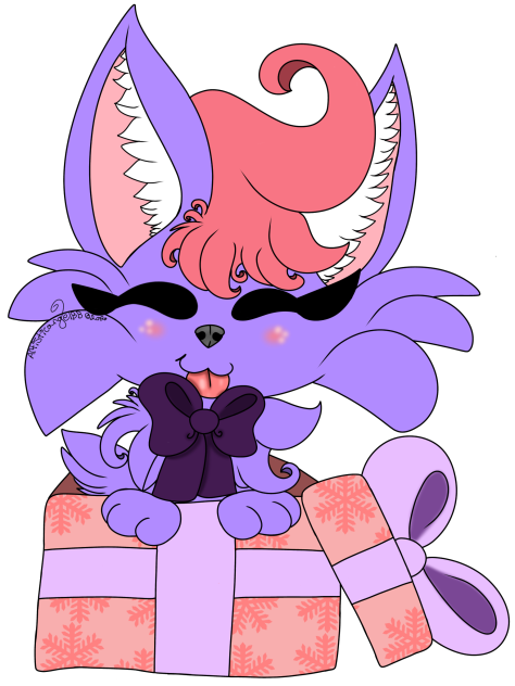 Purple Puppy In A Pink Gift Box