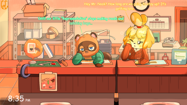Animal Crossing- Working late