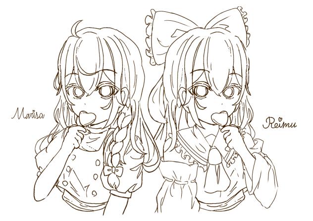 レイマリ(東方project様の二次創作)線画Byココア