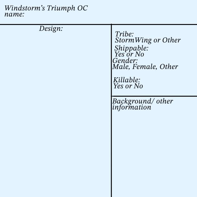 Windstorm’s Triumph character sheet!