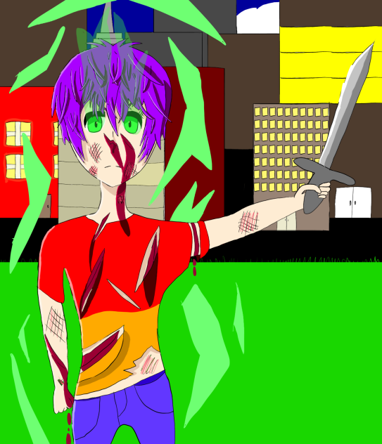 Kazuhiro fights to save the world