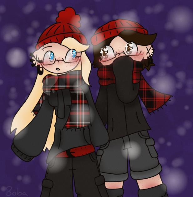 Ashex at night walking in the snow❄️❤️🌨️