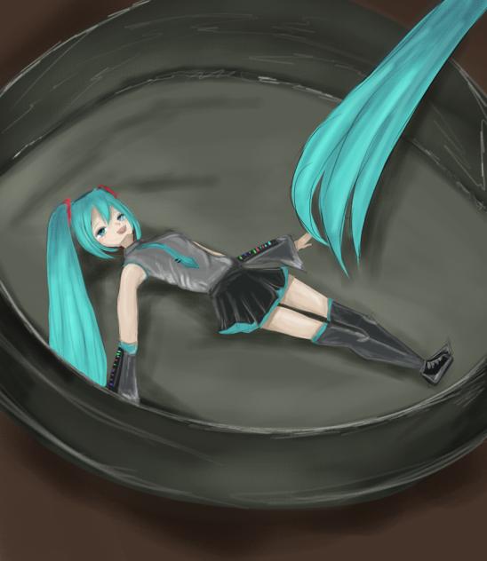 Miku in a frying pan