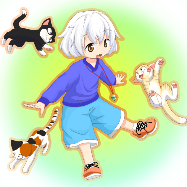猫と女の子と猫と猫