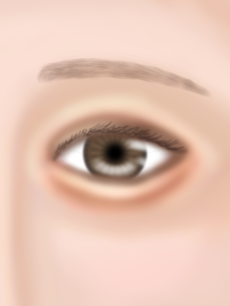 お目目　リアルっぽく　メイクさせた