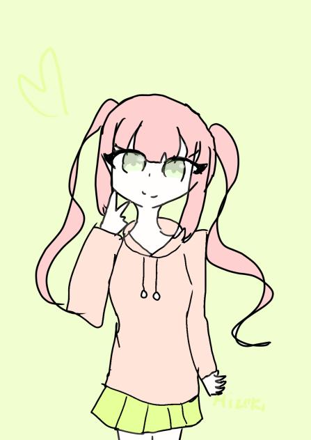 緑とピンクのハート