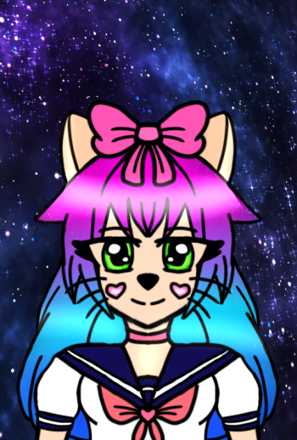 galaxy cat anime girl