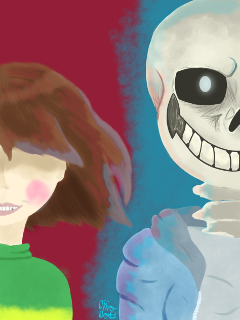 Chara vs Sans redraw of redraw - ibisPaint