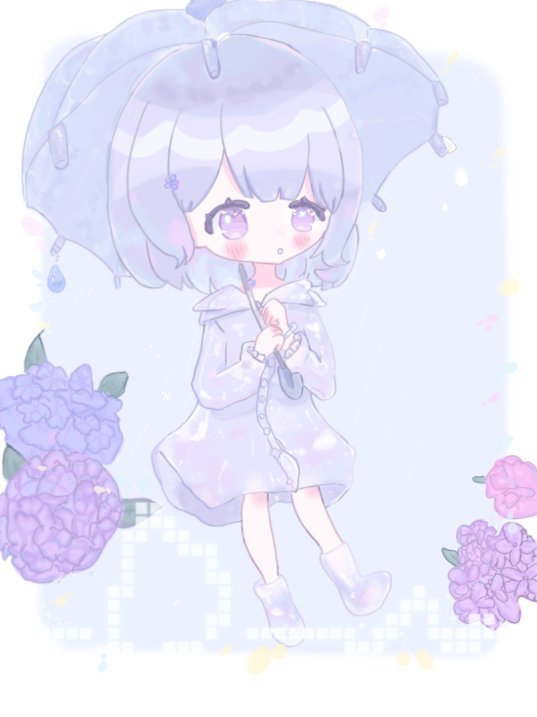 姫ちゃん様 梅雨時の紫陽花と猫柄⭐ハンドメイド色々 紫陽花 - ibisPaint