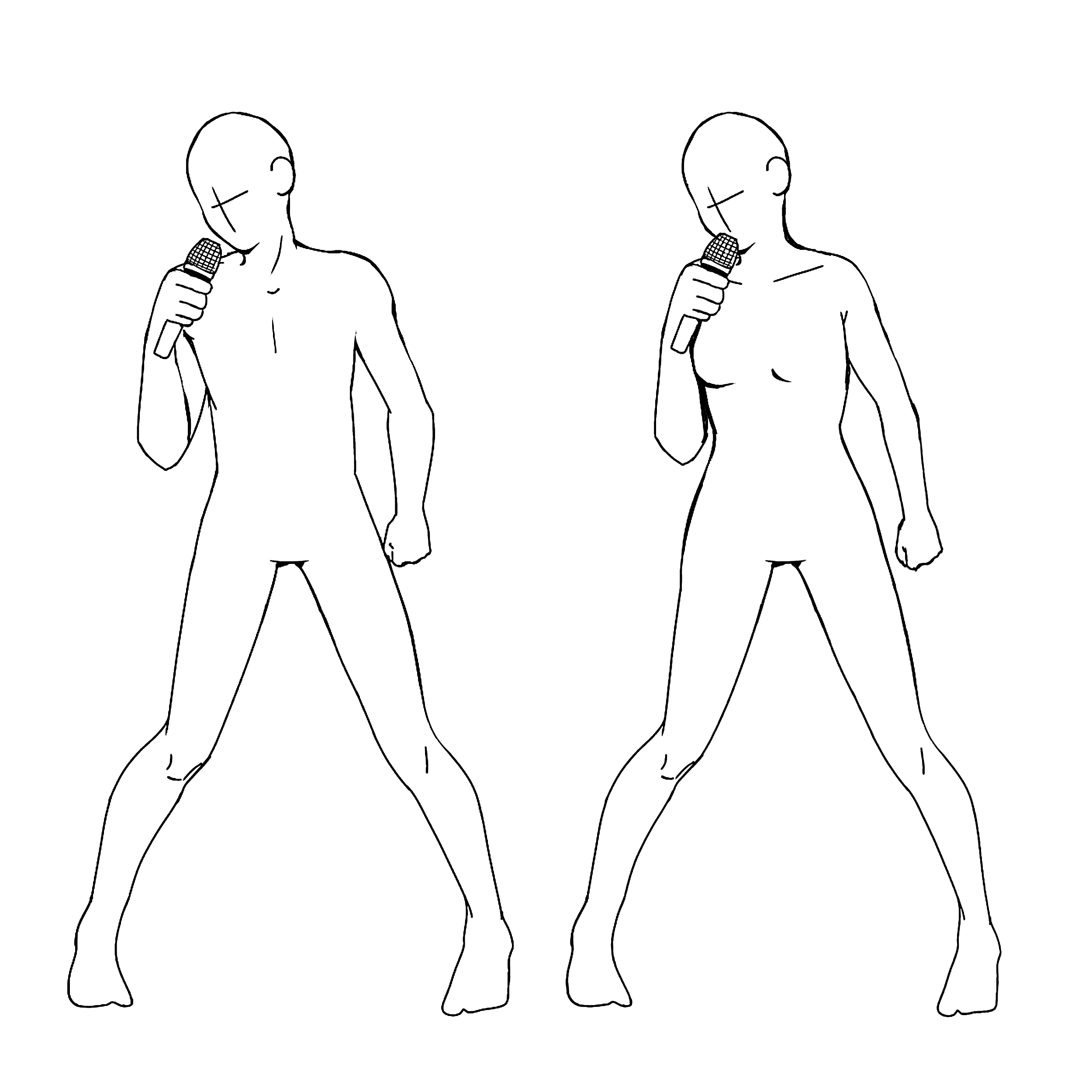 Male and Female singing pose trace - ibisPaint