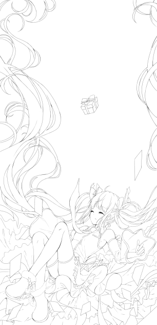 初音ミクー線画