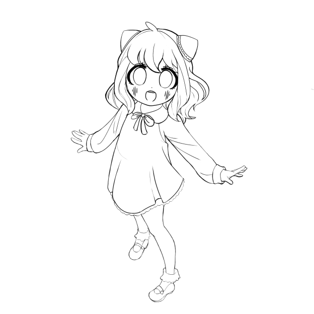 Casual Anya perspective lineart
