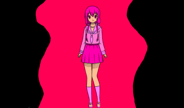 cute girl walking from a red demotion