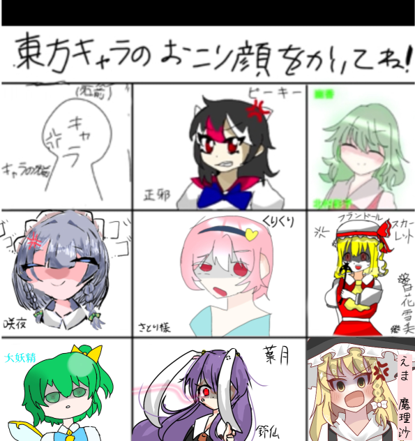 東方キャラ怒り顔合作
