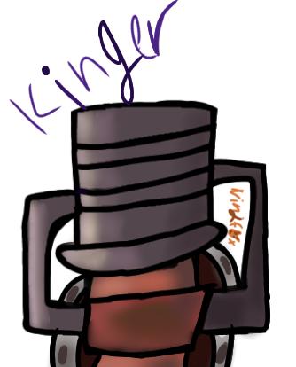 Kinger with a bucket on his head