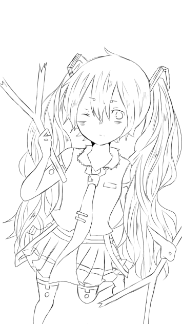 ミクちゃん線画