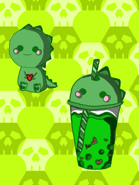 bubble tea dinozaur - ibisPaint