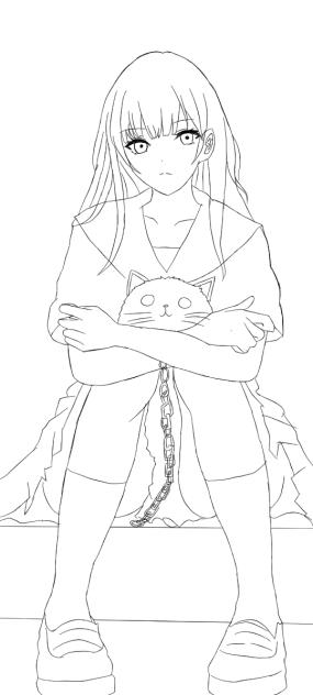 にゃんこを抱く女の子