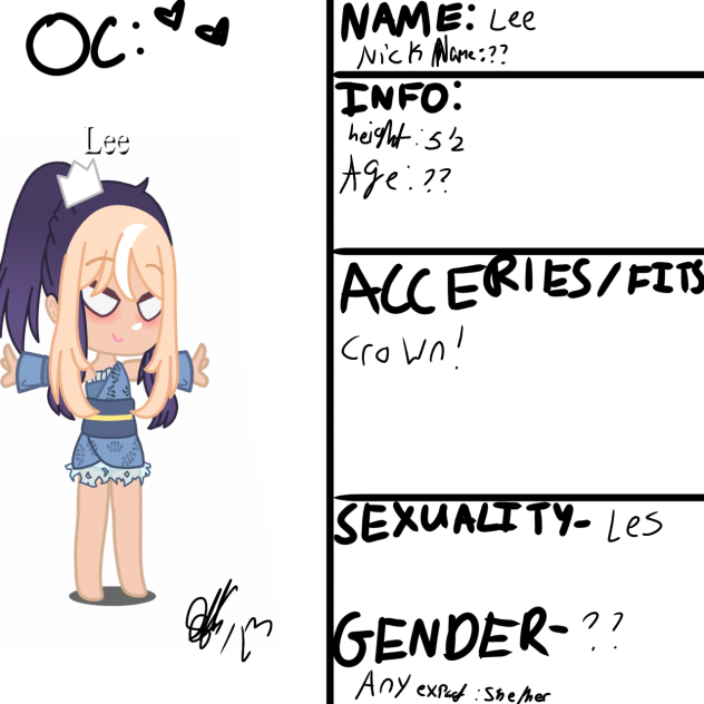 character sheet for a comic