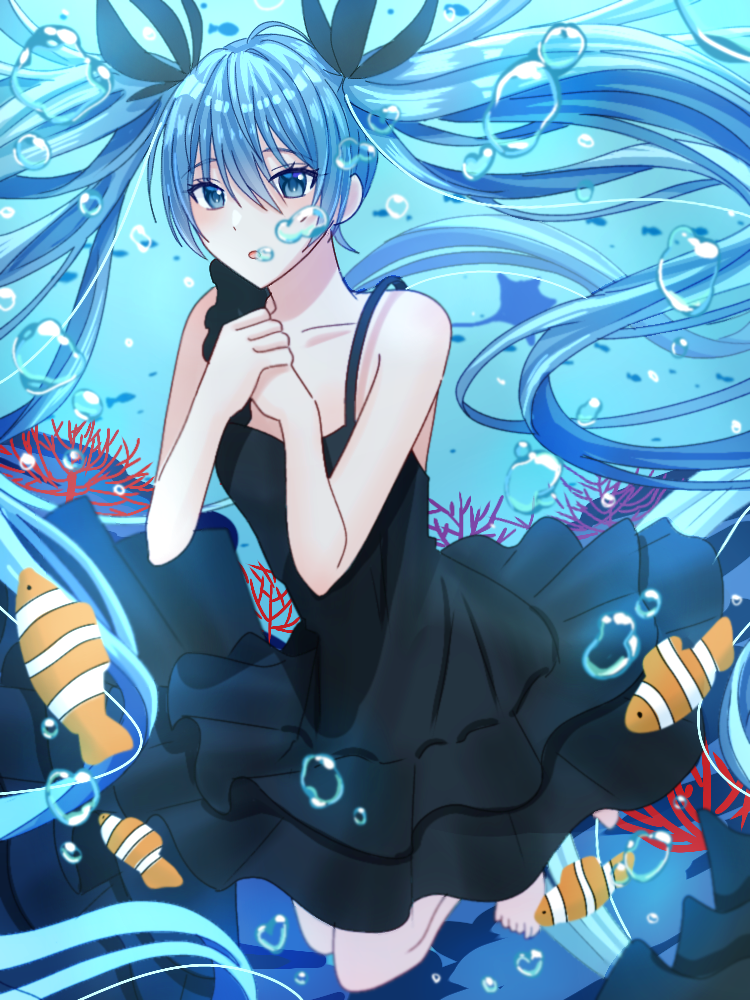 手描きイラスト 初音ミク 深海少女 ファンアート イラスト「深海少女ver.初音ミク」