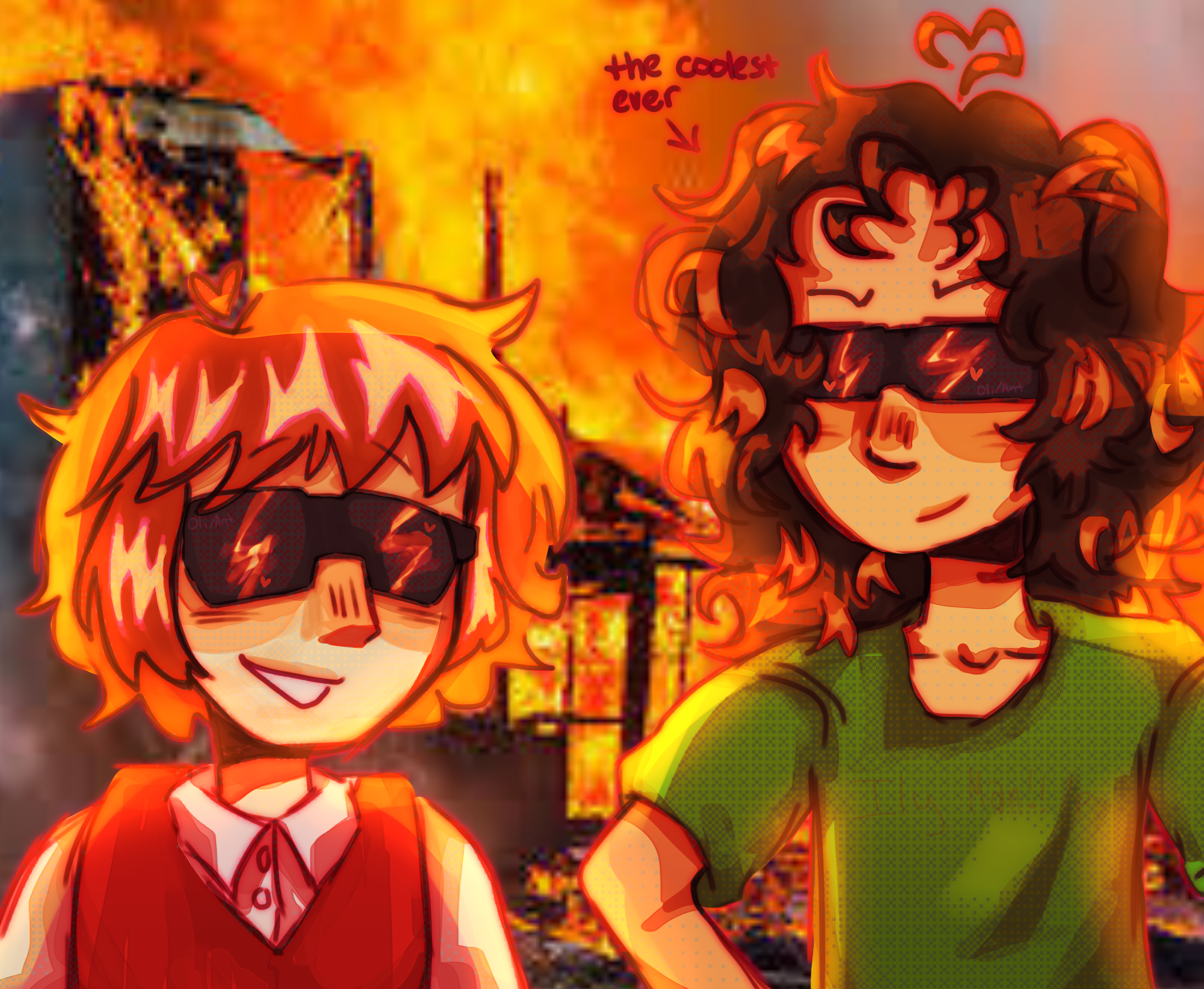 ant and rayton burn down building - ibisPaint