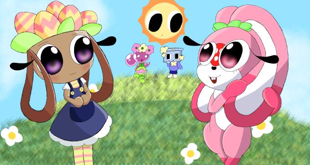 Bassie and cocoa outside (+poppy&boxy)