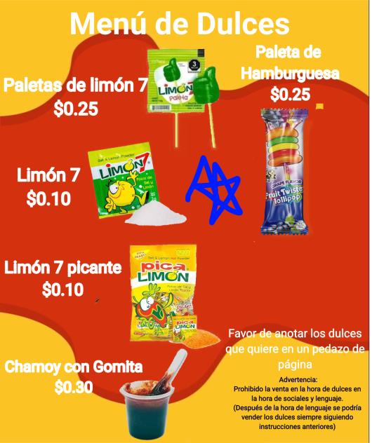 Menú de Dulces