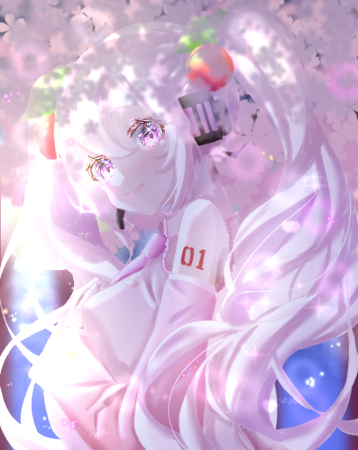 フリー線画塗ってみた【桜ミク🌸】