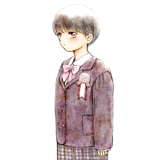 中学入学式、パッと見男子か女子かわからない後輩ちゃん。