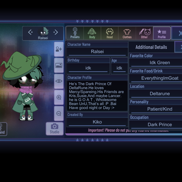 My Ralsei Au Info