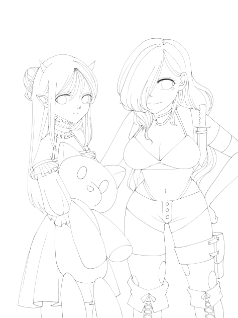 ユリアとカトレア@線画