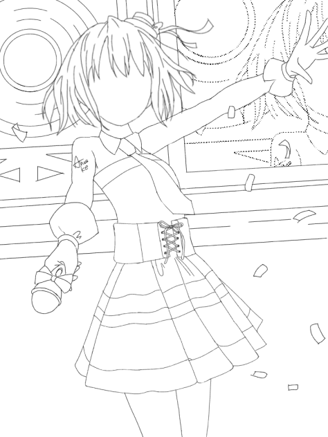 アイドル　線画