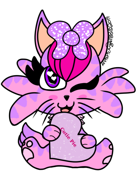 Conversation Heart Pink And Purple Kitte
