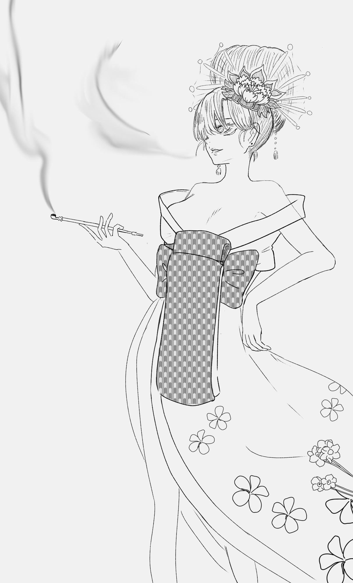 おてんば花魁 塗り絵 - ibisPaint