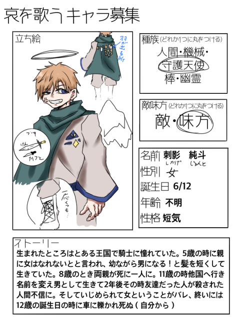 哀を歌うキャラ募集