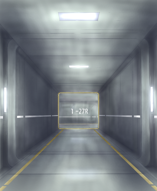 メカ建造物通路背景