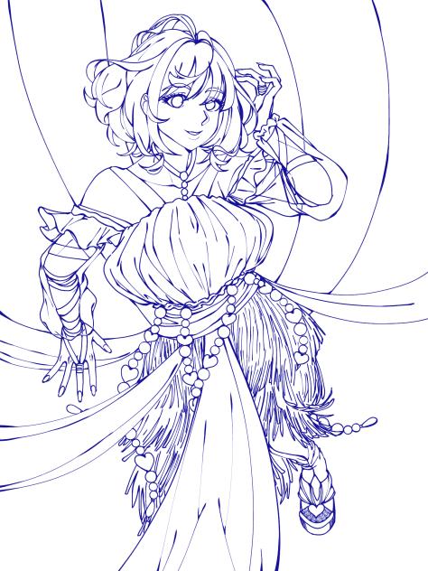Nacré; the seaside maiden(Lineart)