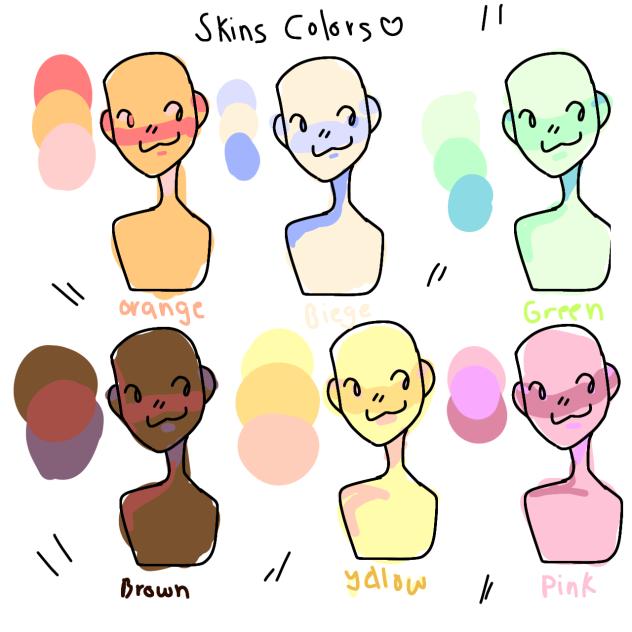 different colours of skin tips