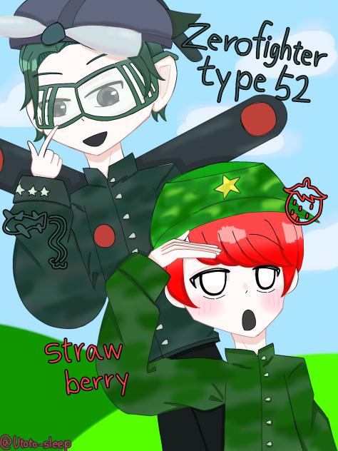 都営新宿線10－000線様のリクエストアート！【いちご、零戦52型、擬人化】