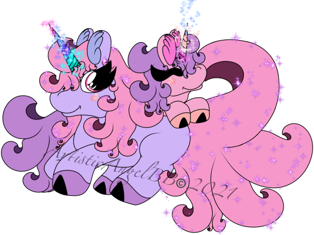 Pink And Purple Sparkly Mother And Daugh