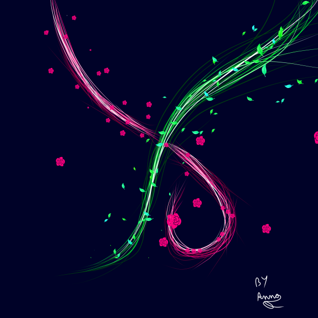 leaves and roses