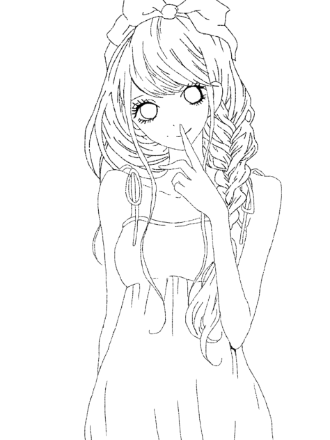 (線画) 女の子    塗ってください!