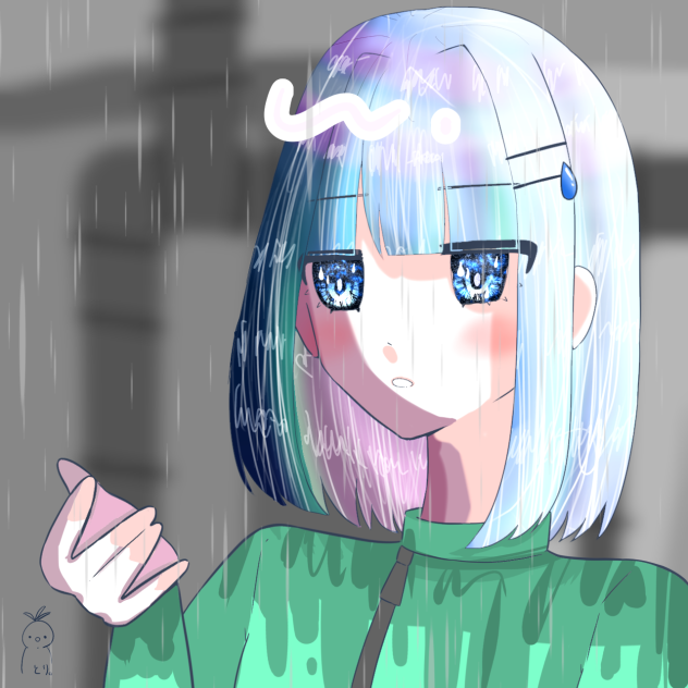 路地裏も雨。