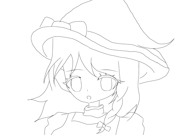 白黒魔理沙　線画？