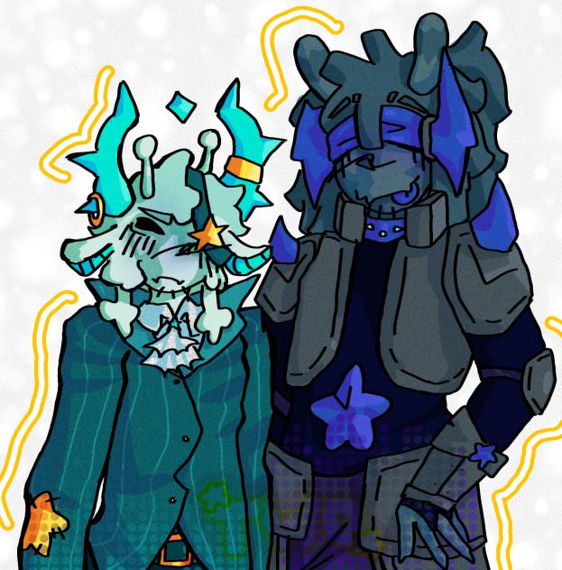 purple guy and uh blue deer idk