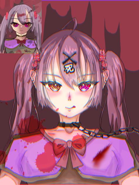 二年前の絵を自分で描き直ししてみた　メンヘラ