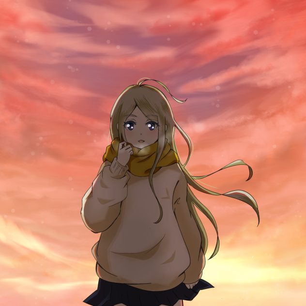 夕焼け 逆光 色塗り Ibispaint